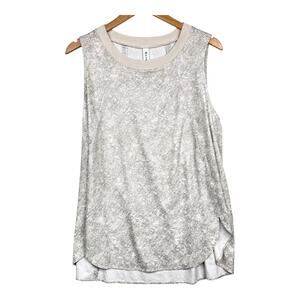 Athleta Zephyr Cream & Gray Snake Print Relaxed Fit Tank Top Women's Size 2X
